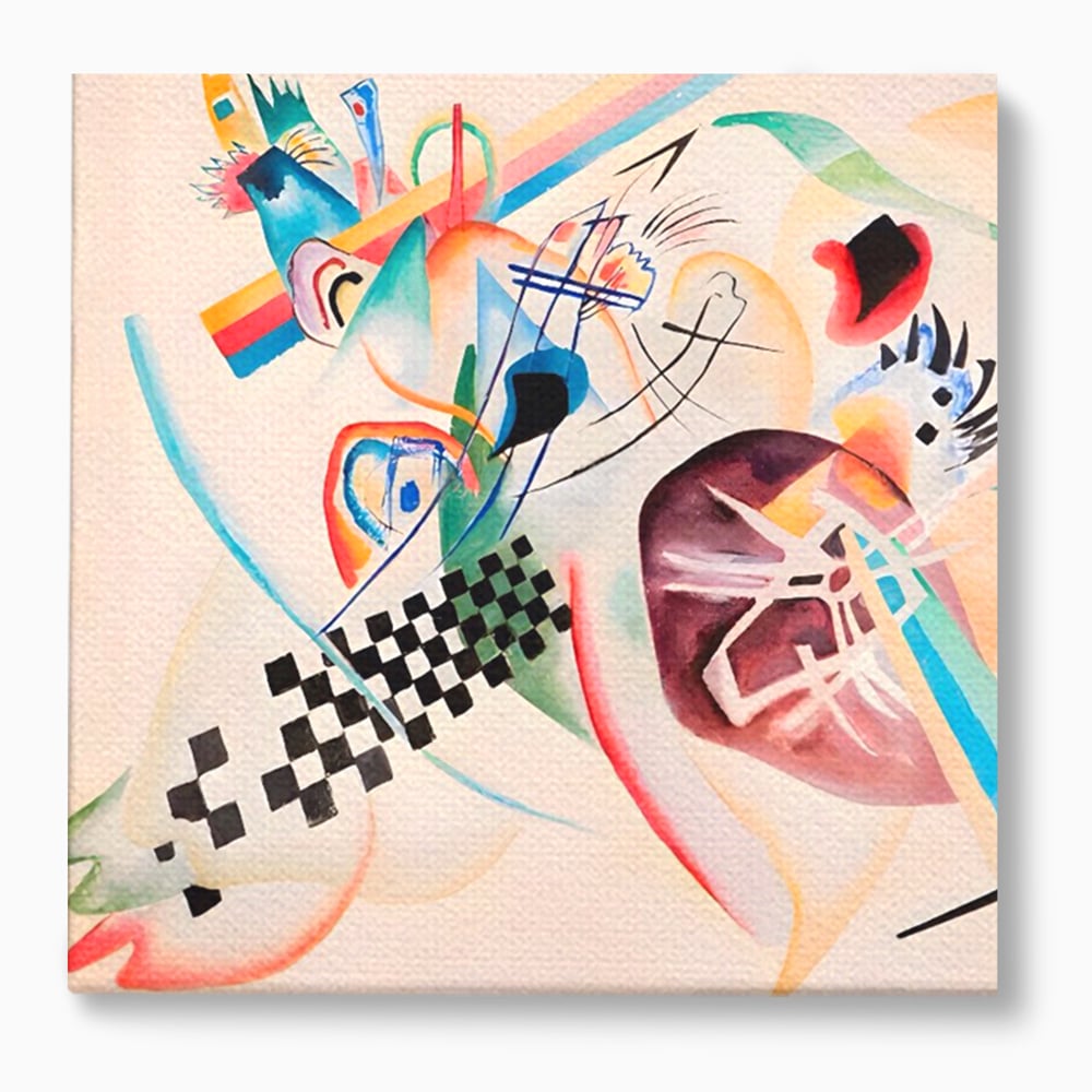 Tablou canvas cu pictura abstracta cu forme geometrice, fara rama, pe sasiu de lemn